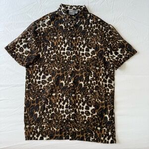 Leopard Print mesh Men's Shirt